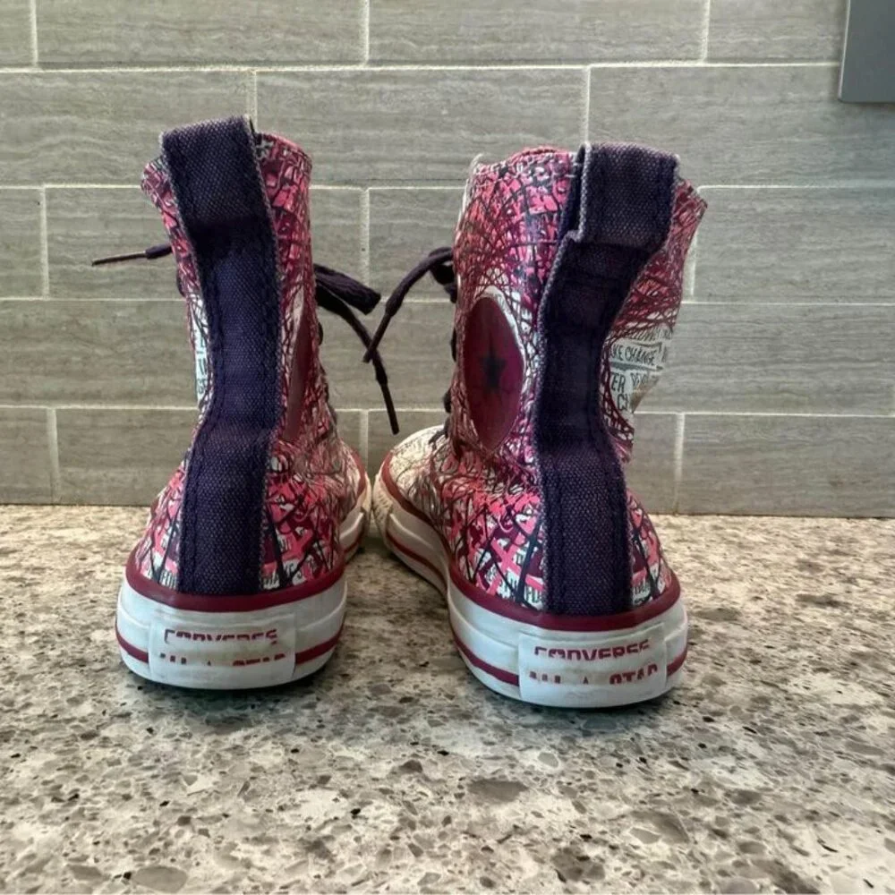 Converse Chuck Taylor Party Pink and Purple Hi Tops with Tulle-Junior Size‎ 12
